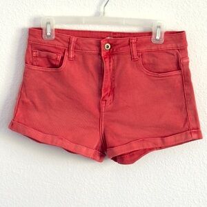 Women's stretch Dark Orange Denim Shorts, Size 28